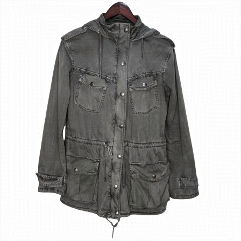 Aritzia Talula Trooper Grey Black Utility Jacket Size XS Military Neutral